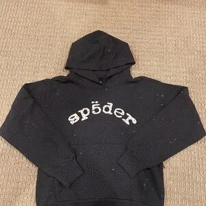 Sp5der | Jackets & Coats | Black Vvs Sp5der Hoodie With White Logo